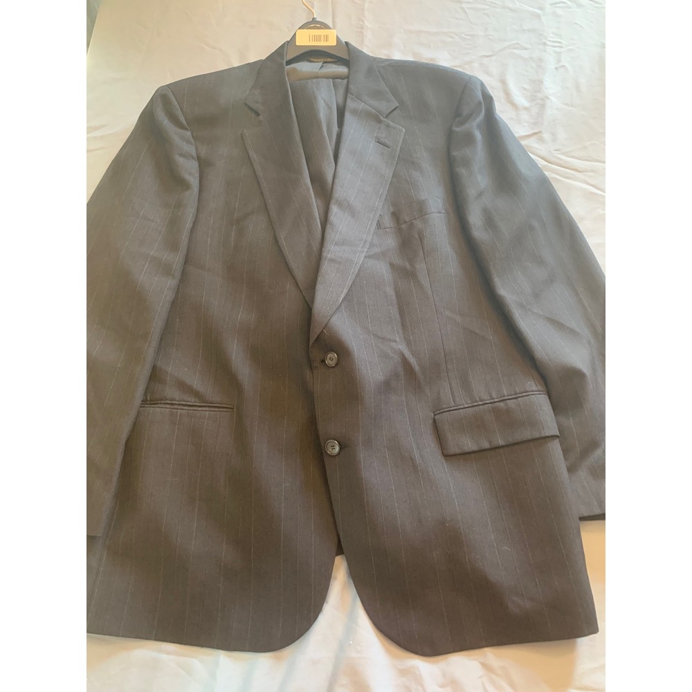 Barrister Men's Pinstripe Suit Jacket Charcoal Gray Classic Fit Made‎ in USA